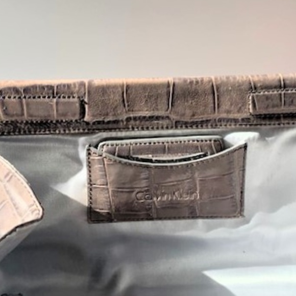 Calvin Kline Grey/Brown Snake Skin Clutch - Picture 3 of 6